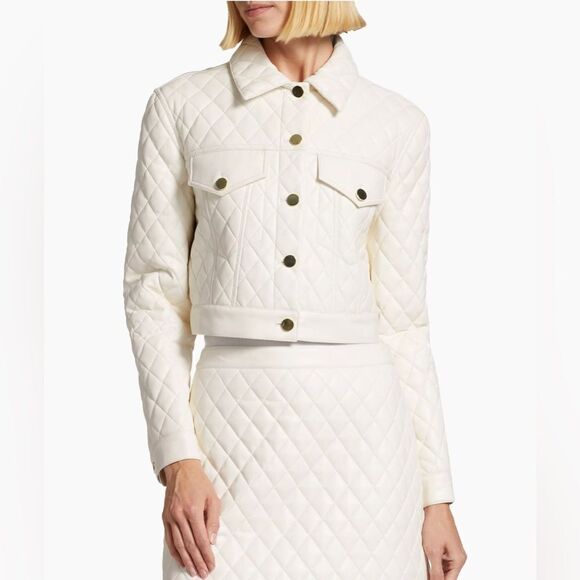 Alice + Olivia Chloe Quilted Faux Leather Jacket szie L - Picture 2 of 14